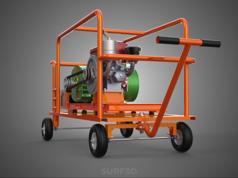 手轮小车手推车柴油发电机组发电机组 3D 模型