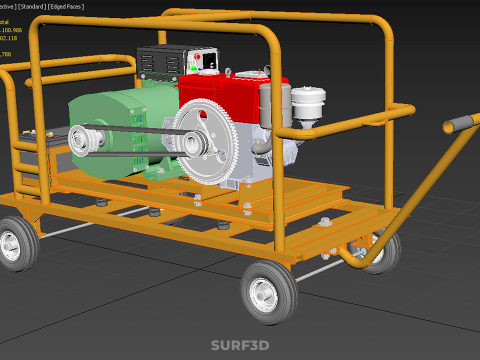 手轮小车手推车柴油发电机组发电机组 3D 模型