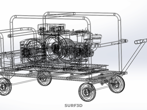 手轮小车手推车柴油发电机组发电机组 3D 模型
