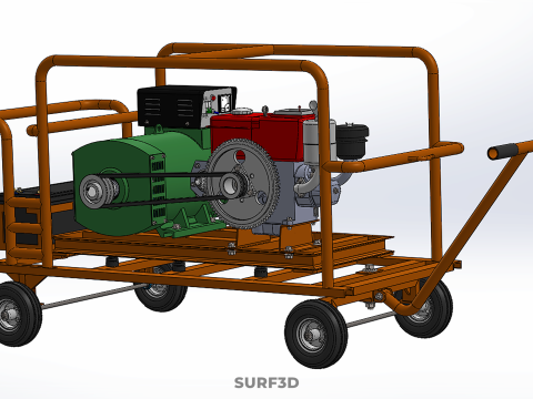 手轮小车手推车柴油发电机组发电机组 3D 模型