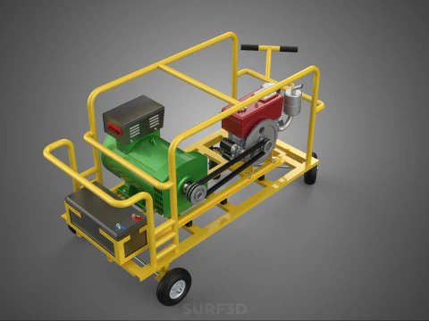 GENSET DIESEL ENGINE POWER GENERATOR SET DYNAMO ALTERNATOR MOTOR 3D Model