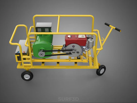 GENSET DIESEL ENGINE POWER GENERATOR SET DYNAMO ALTERNATOR MOTOR 3D Model