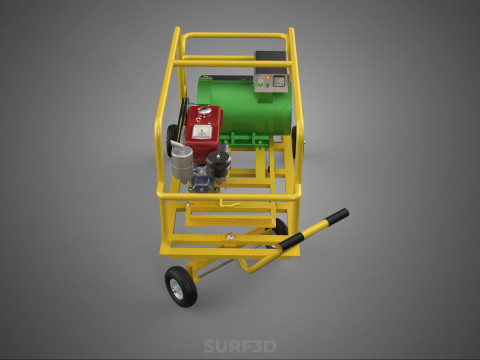 जेनसेट डीजल इंजन पावर जेनरेटर सेट डायनेमो अल्टरनेटर मोटर 3D मॉडल