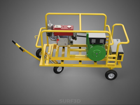 जेनसेट डीजल इंजन पावर जेनरेटर सेट डायनेमो अल्टरनेटर मोटर 3D मॉडल