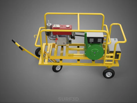 GENSET DIESEL ENGINE POWER GENERATOR SET DYNAMO ALTERNATOR MOTOR 3D Model