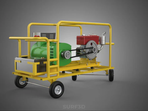 GENSET DIESEL ENGINE POWER GENERATOR SET DYNAMO ALTERNATOR MOTOR 3D Model
