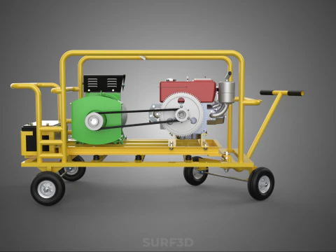 GENSET DIESEL ENGINE POWER GENERATOR SET DYNAMO ALTERNATOR MOTOR 3D Model