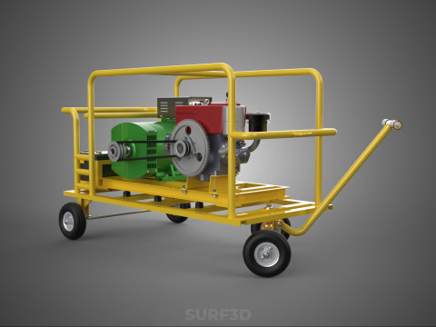 जेनसेट डीजल इंजन पावर जेनरेटर सेट डायनेमो अल्टरनेटर मोटर 3D मॉडल