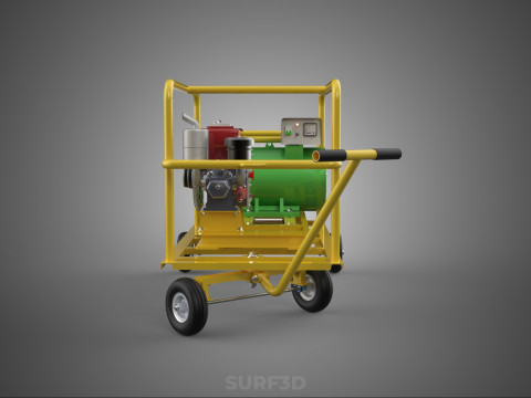 जेनसेट डीजल इंजन पावर जेनरेटर सेट डायनेमो अल्टरनेटर मोटर 3D मॉडल