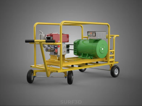 GENSET DIESEL ENGINE POWER GENERATOR SET DYNAMO ALTERNATOR MOTOR 3D Model