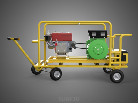 जेनसेट डीजल इंजन पावर जेनरेटर सेट डायनेमो अल्टरनेटर मोटर 3D मॉडल