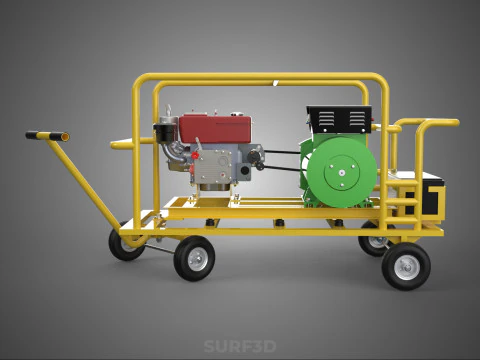 GENSET DIESEL ENGINE POWER GENERATOR SET DYNAMO ALTERNATOR MOTOR 3D Model