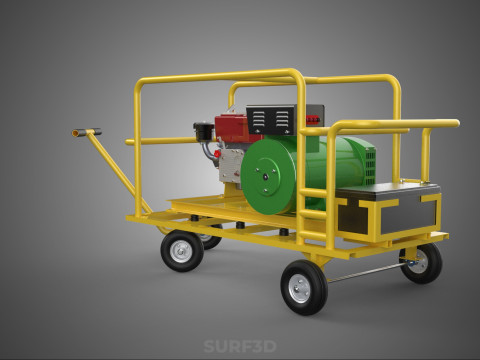 जेनसेट डीजल इंजन पावर जेनरेटर सेट डायनेमो अल्टरनेटर मोटर 3D मॉडल