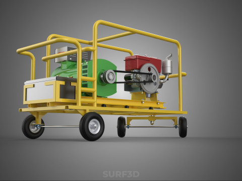 जेनसेट डीजल इंजन पावर जेनरेटर सेट डायनेमो अल्टरनेटर मोटर 3D मॉडल