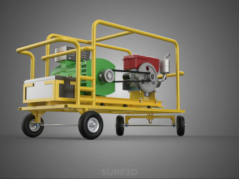 GENSET DIESEL ENGINE POWER GENERATOR SET DYNAMO ALTERNATOR MOTOR 3D Model