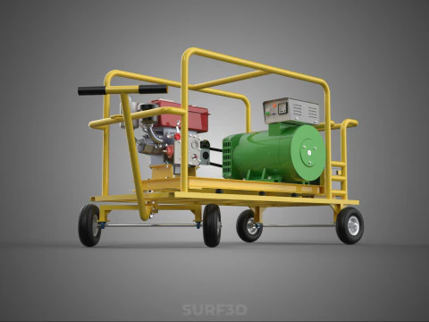 GENSET DIESEL ENGINE POWER GENERATOR SET DYNAMO ALTERNATOR MOTOR 3D Model