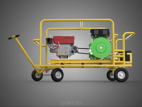 GENSET DIESEL ENGINE POWER GENERATOR SET DYNAMO ALTERNATOR MOTOR 3D Model