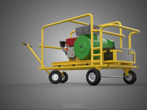 जेनसेट डीजल इंजन पावर जेनरेटर सेट डायनेमो अल्टरनेटर मोटर 3D मॉडल