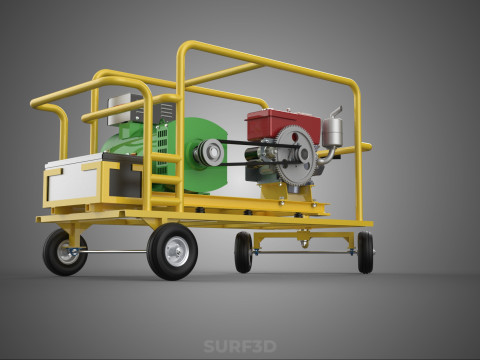 जेनसेट डीजल इंजन पावर जेनरेटर सेट डायनेमो अल्टरनेटर मोटर 3D मॉडल