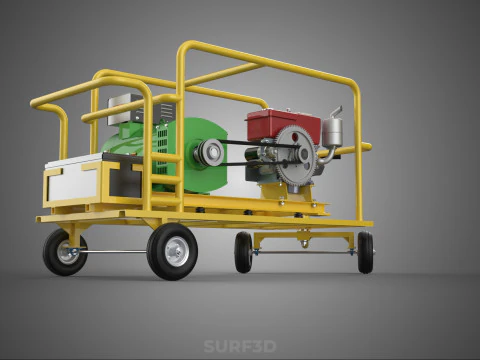 GENSET DIESEL ENGINE POWER GENERATOR SET DYNAMO ALTERNATOR MOTOR 3D Model