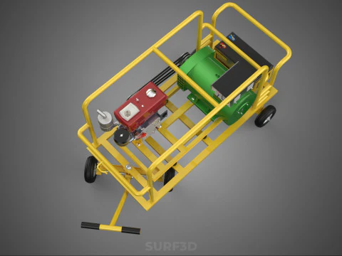 GENSET DIESEL ENGINE POWER GENERATOR SET DYNAMO ALTERNATOR MOTOR 3D Model