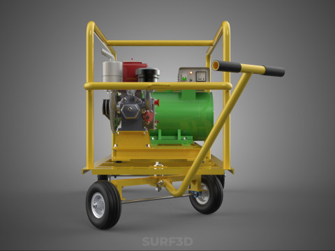 जेनसेट डीजल इंजन पावर जेनरेटर सेट डायनेमो अल्टरनेटर मोटर 3D मॉडल