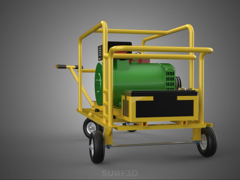 जेनसेट डीजल इंजन पावर जेनरेटर सेट डायनेमो अल्टरनेटर मोटर 3D मॉडल