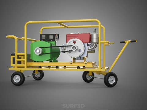 जेनसेट डीजल इंजन पावर जेनरेटर सेट डायनेमो अल्टरनेटर मोटर 3D मॉडल