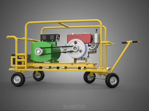 GENSET DIESEL ENGINE POWER GENERATOR SET DYNAMO ALTERNATOR MOTOR 3D Model