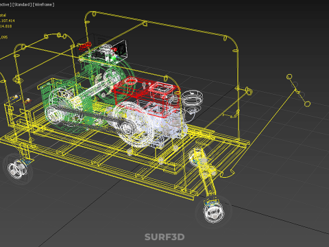 जेनसेट डीजल इंजन पावर जेनरेटर सेट डायनेमो अल्टरनेटर मोटर 3D मॉडल