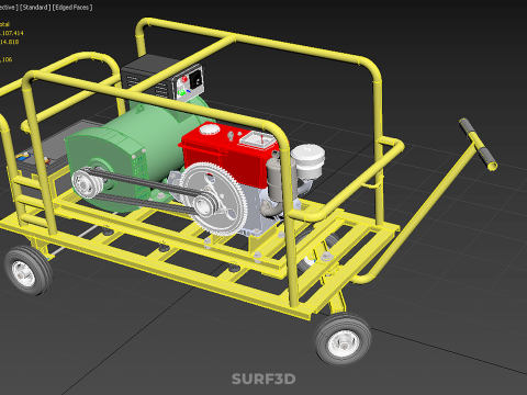 जेनसेट डीजल इंजन पावर जेनरेटर सेट डायनेमो अल्टरनेटर मोटर 3D मॉडल