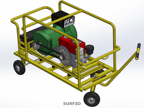 जेनसेट डीजल इंजन पावर जेनरेटर सेट डायनेमो अल्टरनेटर मोटर 3D मॉडल