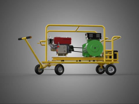 MOBILE DIESEL GENERATOR ELECTRIC STARTING PUSH PULL WAGON CART 3D Model