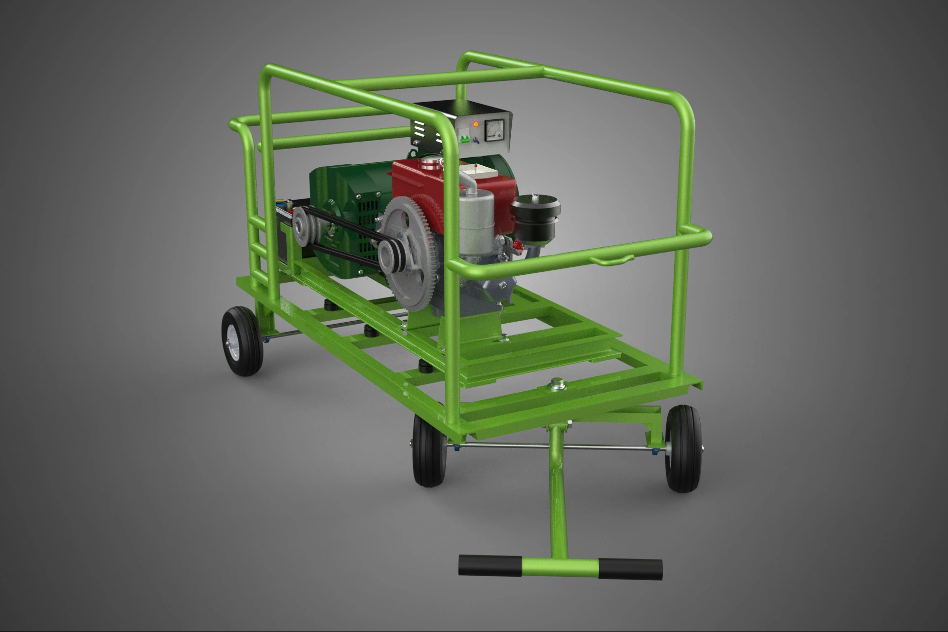 COMPACT DIESEL ENGINE GENERATOR MOUNTED TRANSPORT CARRIAGE DOLLY 3D Model .c4d .max .obj .3ds .fbx .stl .blend 