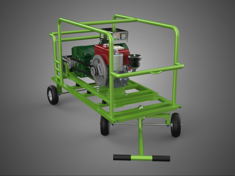 COMPACT DIESEL ENGINE GENERATOR MOUNTED TRANSPORT CARRIAGE DOLLY 3D Model