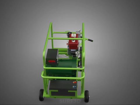 COMPACT DIESEL ENGINE GENERATOR MOUNTED TRANSPORT CARRIAGE DOLLY 3D Model