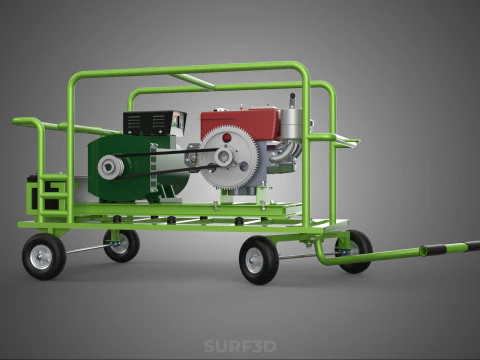 COMPACT DIESEL ENGINE GENERATOR MOUNTED TRANSPORT CARRIAGE DOLLY 3D Model