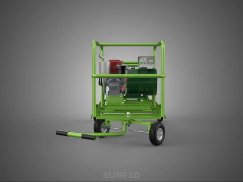 COMPACT DIESEL ENGINE GENERATOR MOUNTED TRANSPORT CARRIAGE DOLLY 3D Model