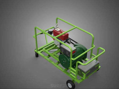 COMPACT DIESEL ENGINE GENERATOR MOUNTED TRANSPORT CARRIAGE DOLLY 3D Model