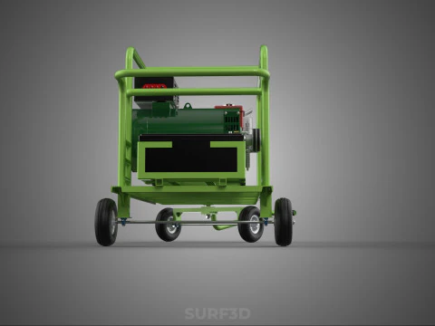 COMPACT DIESEL ENGINE GENERATOR MOUNTED TRANSPORT CARRIAGE DOLLY 3D Model
