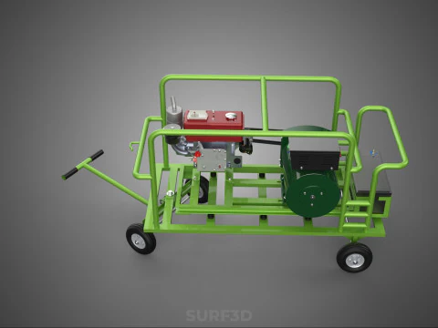 COMPACT DIESEL ENGINE GENERATOR MOUNTED TRANSPORT CARRIAGE DOLLY 3D Model