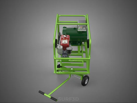 COMPACT DIESEL ENGINE GENERATOR MOUNTED TRANSPORT CARRIAGE DOLLY 3D Model