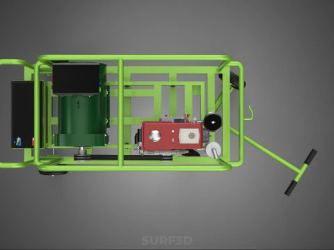 COMPACT DIESEL ENGINE GENERATOR MOUNTED TRANSPORT CARRIAGE DOLLY 3D Model