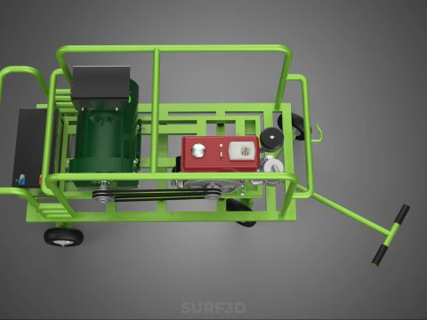 COMPACT DIESEL ENGINE GENERATOR MOUNTED TRANSPORT CARRIAGE DOLLY 3D Model