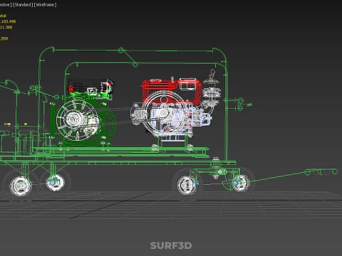 COMPACT DIESEL ENGINE GENERATOR MOUNTED TRANSPORT CARRIAGE DOLLY 3D Model