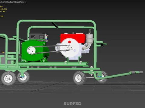 COMPACT DIESEL ENGINE GENERATOR MOUNTED TRANSPORT CARRIAGE DOLLY 3D Model