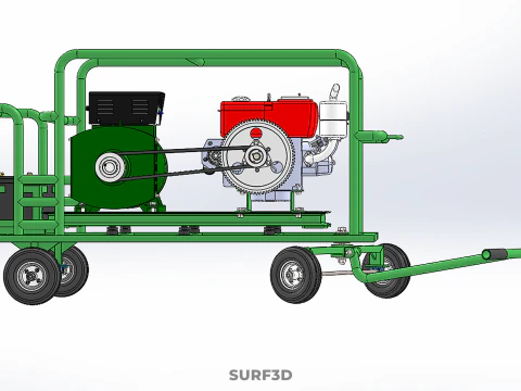 COMPACT DIESEL ENGINE GENERATOR MOUNTED TRANSPORT CARRIAGE DOLLY 3D Model