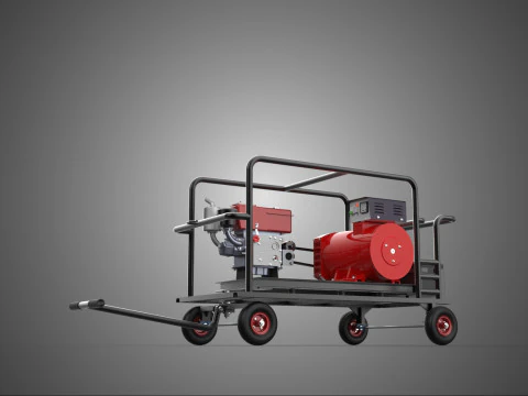 KOMPAKTOWY JEDNOCYLINDROWY ZESTAW AGREGATU Z SILNIKIEM WYSOKOPRĘŻNYM Model 3D