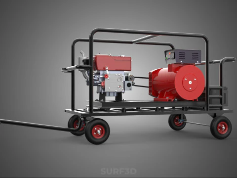 COMPACT DIESEL ENGINE SINGLE CYLINDER POWER GENERATOR SET GENSET 3D Model