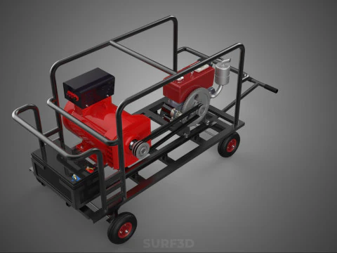 COMPACT DIESEL ENGINE SINGLE CYLINDER POWER GENERATOR SET GENSET 3D Model